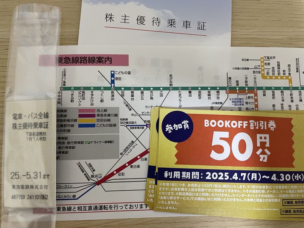 东急的株主优待和BookOff的优惠券即将过期！